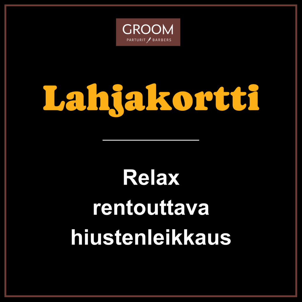 lahjakortti miehelle relax rentouttava hiustenleikkaus